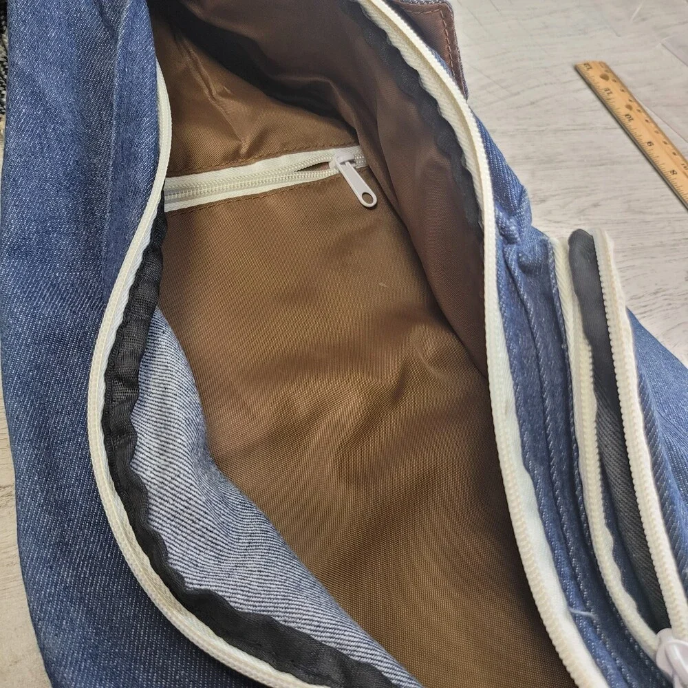 Vintage Kavu Blue Denim Shore Rope Crossbody Sling Bag Backpack Outdoor Hiking